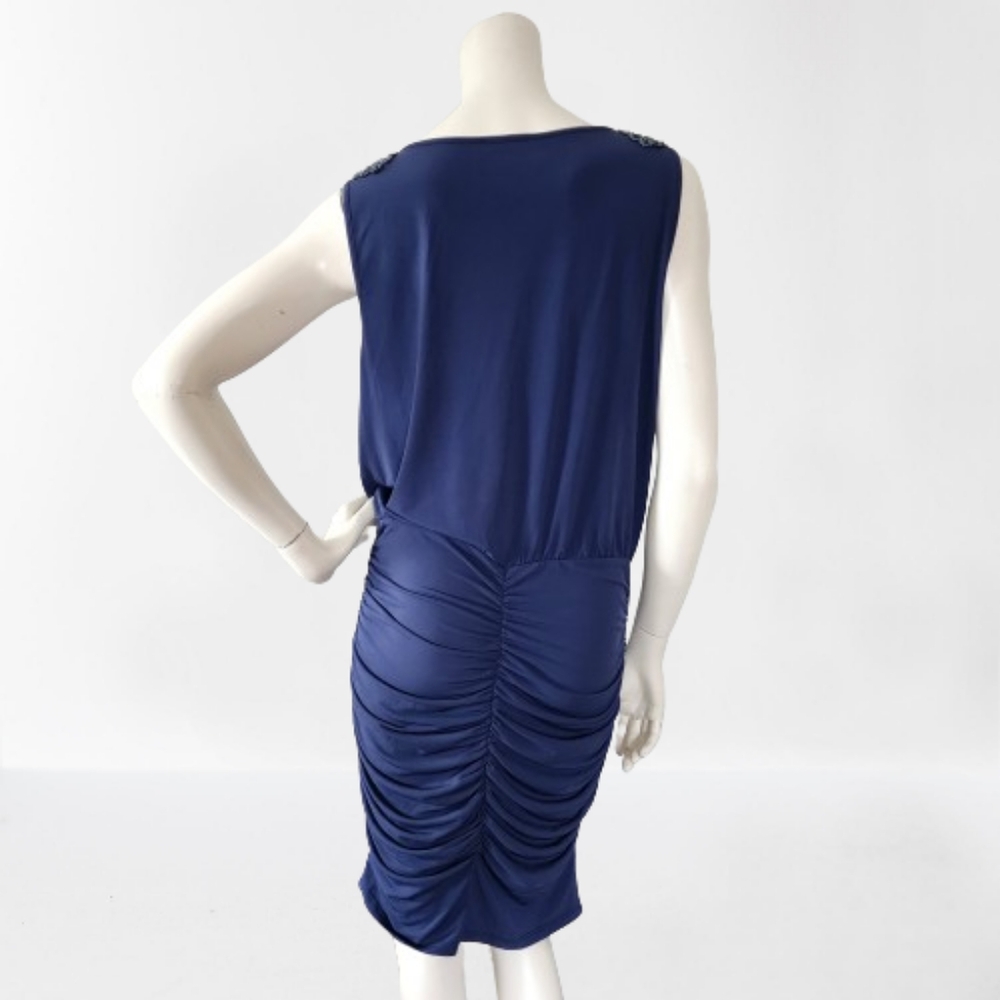 Venus Dress Womens L Navy Blue Sleeveless Ruched - Picture 5 of 9